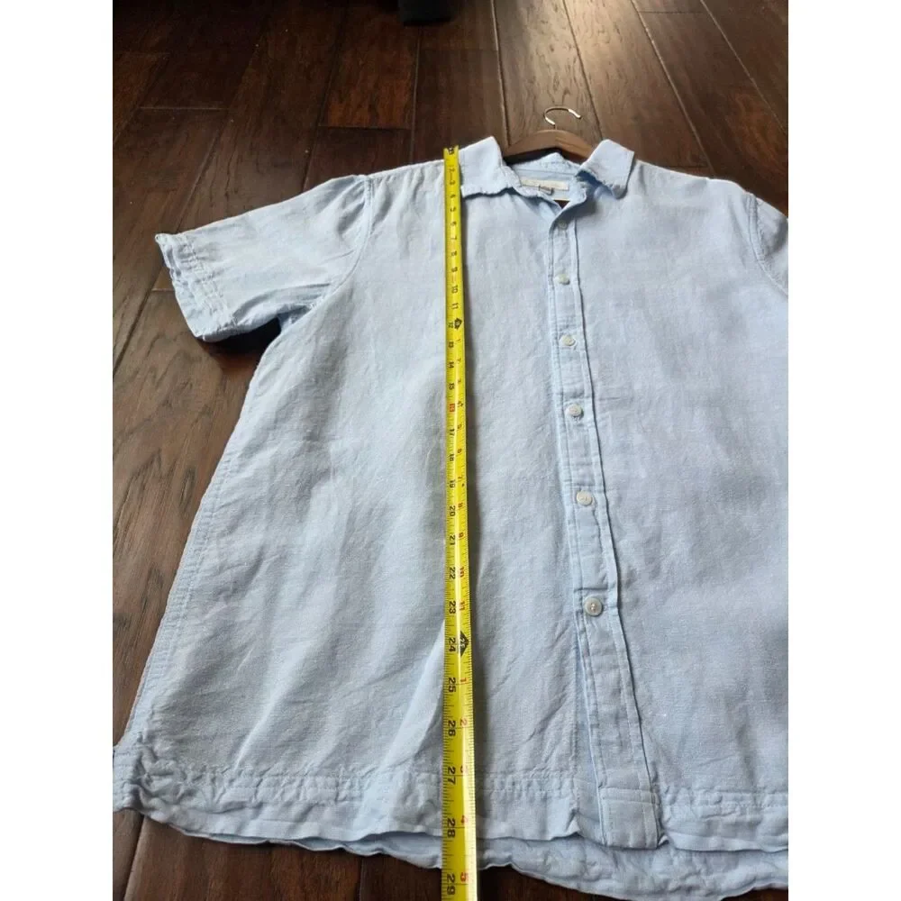 Banana Republic Mens Linen Blend Shirt Sky Blue Size M